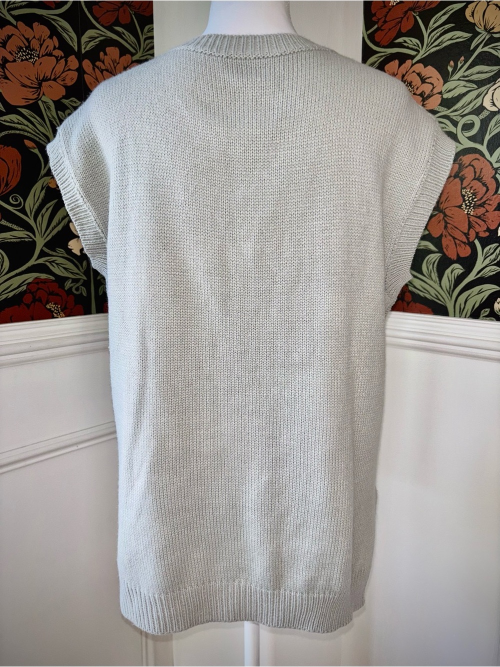 Chunky Cable Knit Sweater Vest Grey Sleeveless Pullover Soft Academia - Picture 10 of 10